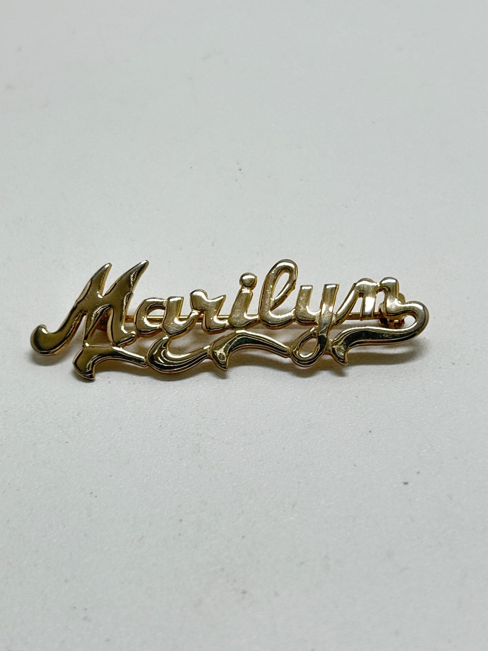 Vintage Gold “Marilyn” Name Brooch, Cursive Script